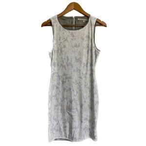 RACHEL Rachel Roy Sequin White and Grey Contrast Print Raw Hem Shift Dress Sz 10